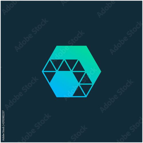 launch Arrow hexagon abstract logo design. Arrow icon. Go icon. Delivery icon. Web, Digital, Marketing, Network icon. construction concept. -vector