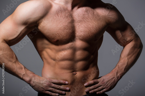 Sexy man with muscular body and bare torso. Athletic caucasian, sexual macho. Muscular athletic sexy male, naked torso. Muscular man, male naked, healthy muscular guy, torso man.