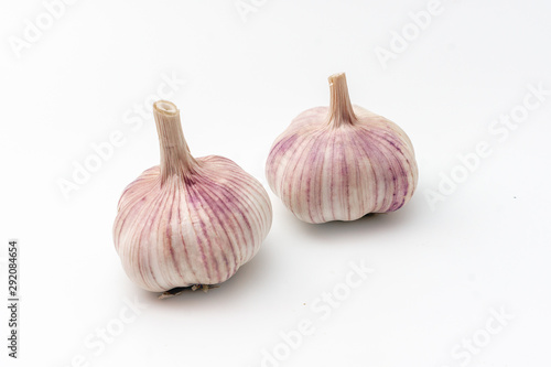 Ripe fresh garlic isolated on white background
