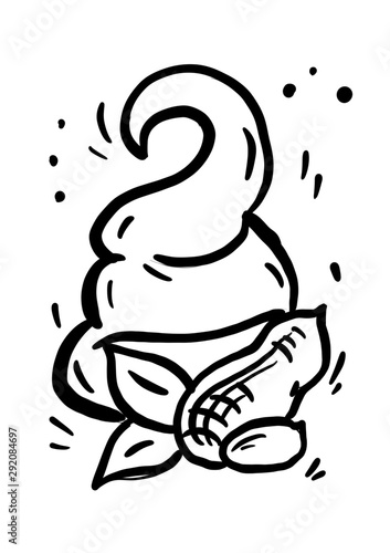 Peanut hand draw icon. Peanut on a white background. 