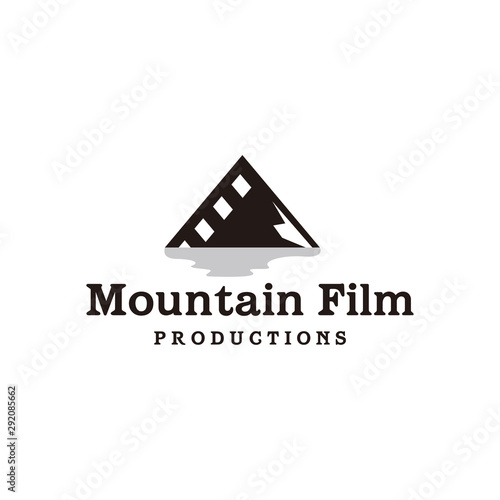 Photo film or film strip that forms a mountain. Modern  logo design for Movie or film production