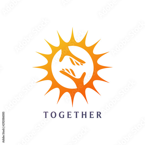 Vector design of two hands reaching for each other