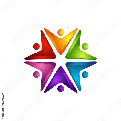 teamwork colorful logo vector