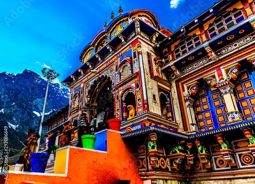 colorful temple at badrinath, India