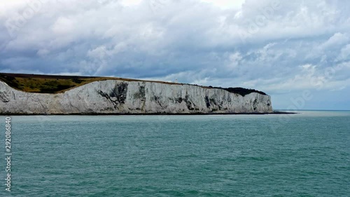 Shot taken from a sailing boat of the White Cliffs of Dover.  photo