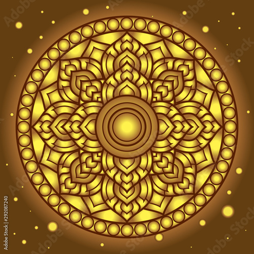 golden  dharma wheel in Buddhism or stars design religion concept