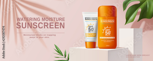 Summer sunscreen cream banner