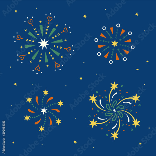 Cute fireworks pattern elements