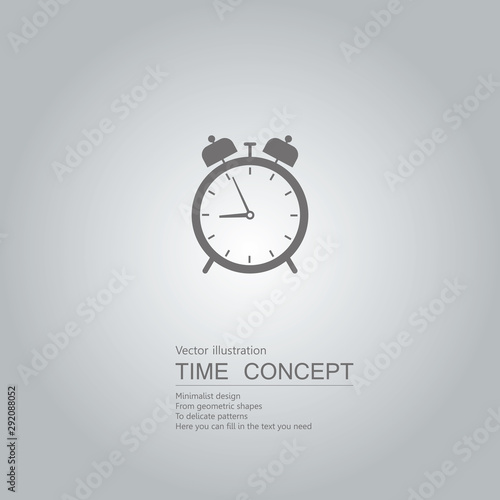Vector drawn clock icon. Isolated on grey background.