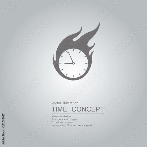 Vector drawn clock icon. Isolated on grey background.