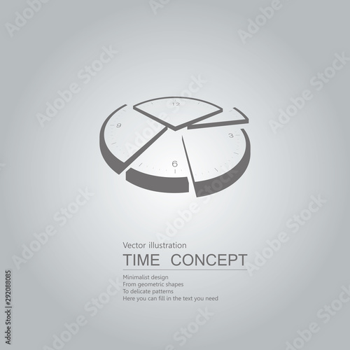 Vector drawn clock icon. Isolated on grey background.