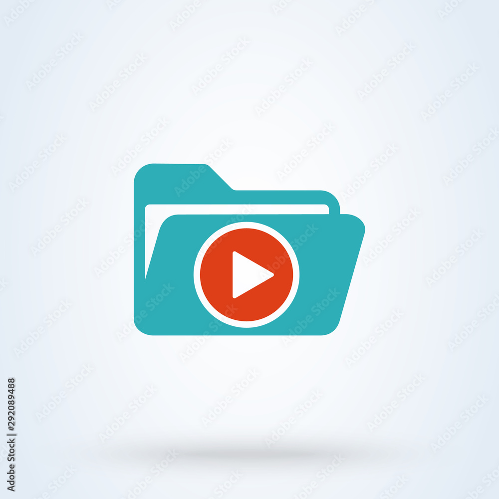 folder play Simple modern icon design illustration. folder play Simple modern icon design illustration.