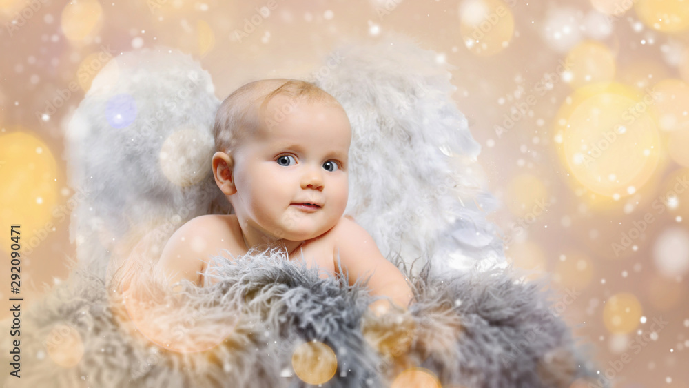cute baby christmas angel in beautiful light cute baby christmas angel in beautiful light