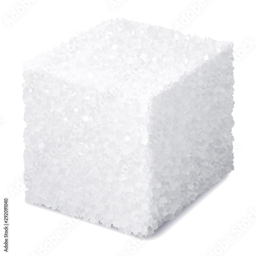 Vector realistic 3d sugar cube isolated on white background