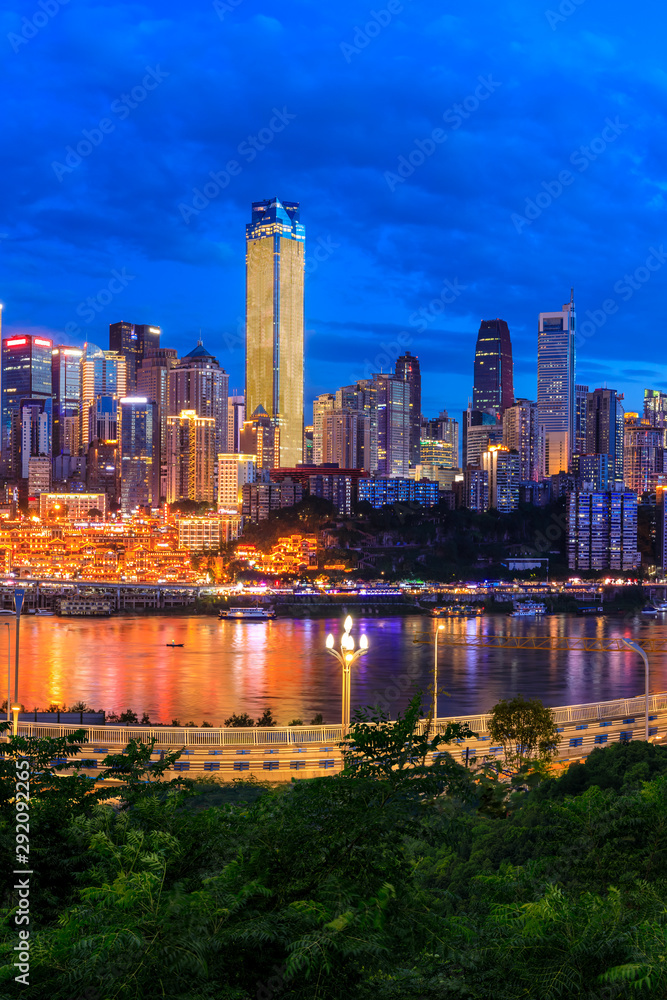 Fototapeta premium Beautiful cityscape and modern architecture in chongqing at night,China.