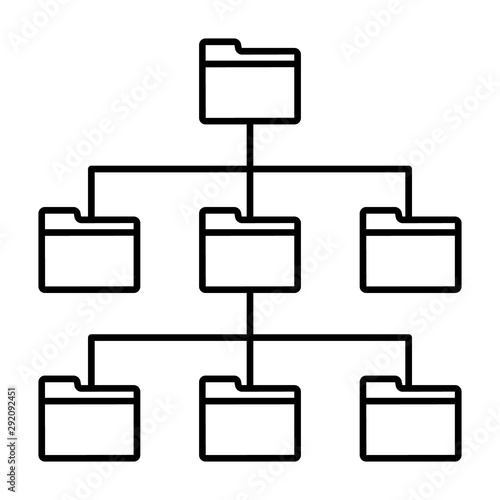 File system or filesystem with folders and directories line art vector icon for apps and websites