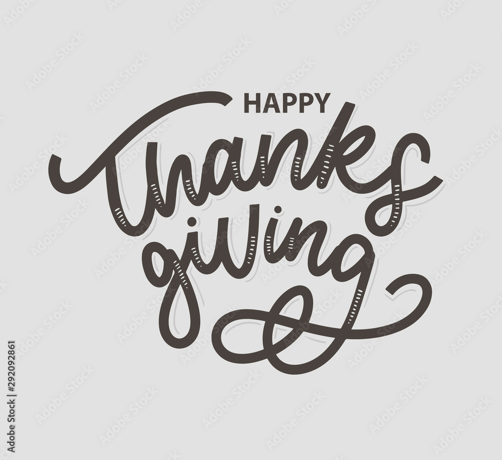 Happy thanksgiving brush hand lettering, isolated on white background. Calligraphy vector illustration. Can be used for holiday design. Happy thanksgiving brush hand lettering, isolated on white background. Calligraphy vector illustration. Can be used for holiday design.