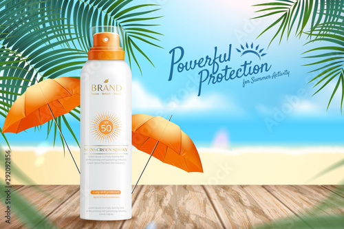 Sunscreen spray ads