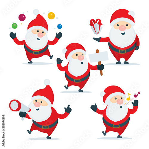 Santa Claus. Collection of Christmas Santa Clauses. Christmas Santa character vector illustrations. Part of set.