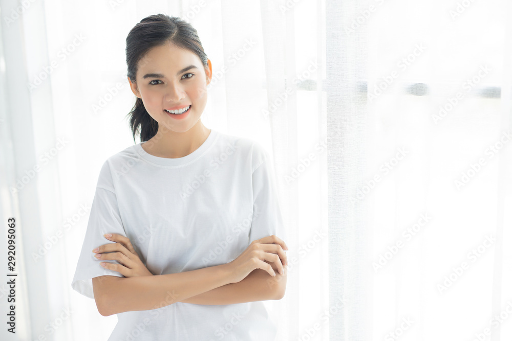 Portrait of beautiful young asian woman happiness standing in white background. Portrait of beautiful young asian woman happiness standing in white background.