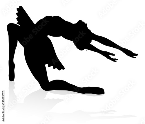 Ballet dancer in silhouette dancing in pose or position