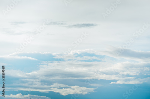 Blue sky and fluffy white clouds cube used as a background