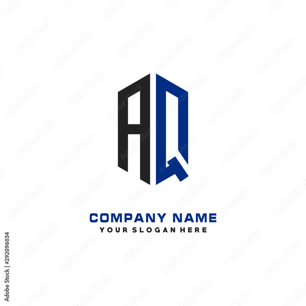 AQ Initial Letter Logo Hexagonal Design, initial logo for business, AQ Initial Letter Logo Hexagonal Design, initial logo for business,