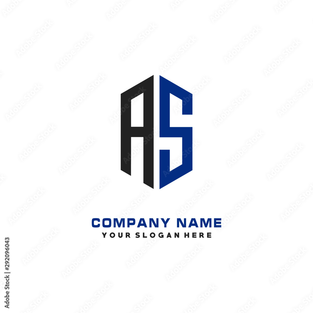AS Initial Letter Logo Hexagonal Design, initial logo for business, AS Initial Letter Logo Hexagonal Design, initial logo for business,
