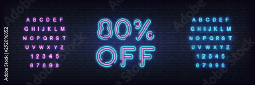 Sale neon template. Neon sale discount offer template