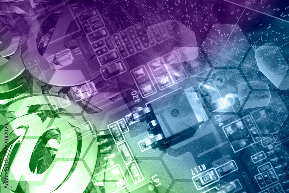 Electronic device, mail signs and digits Electronic device, mail signs and digits