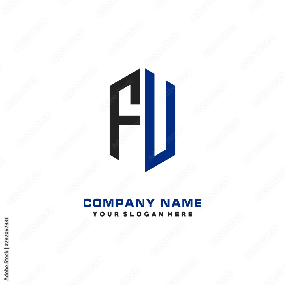 FU Initial Letter Logo Hexagonal Design, initial logo for business, FU Initial Letter Logo Hexagonal Design, initial logo for business,
