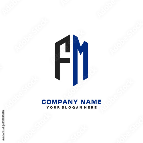 FM Initial Letter Logo Hexagonal Design, initial logo for business,