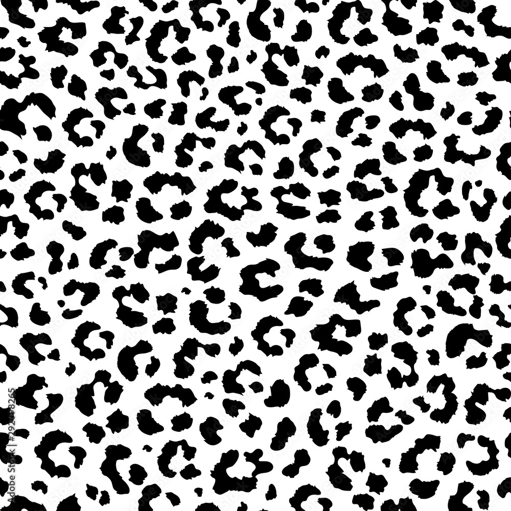 Vector abstract seamless pattern of black leopard print. Modern animal fur fashion background. Realistic Leopard monochrome print. Exotic wild African animal skin pattern for textile, wallpaper. Vector abstract seamless pattern of black leopard print. Modern animal fur fashion background. Realistic Leopard monochrome print. Exotic wild African animal skin pattern for textile, wallpaper.