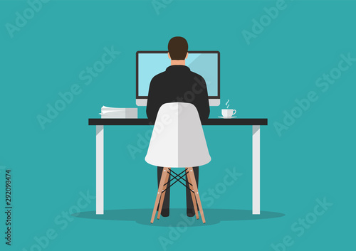 Businessman working on computer in office