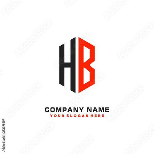 HB Initial Letter Logo Hexagonal Design, initial logo for business,