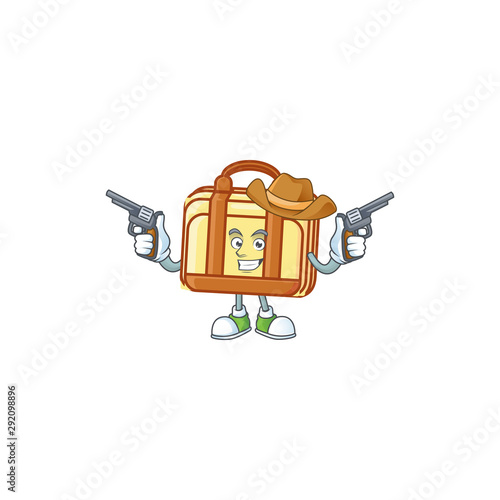 Cowboy work suitcase cartoon for materials work