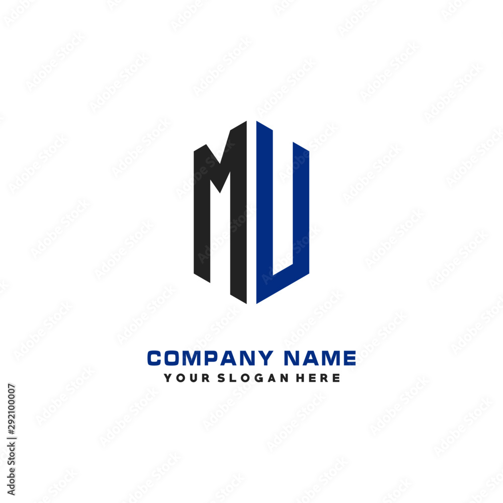 MU Initial Letter Logo Hexagonal Design, initial logo for business, MU Initial Letter Logo Hexagonal Design, initial logo for business,