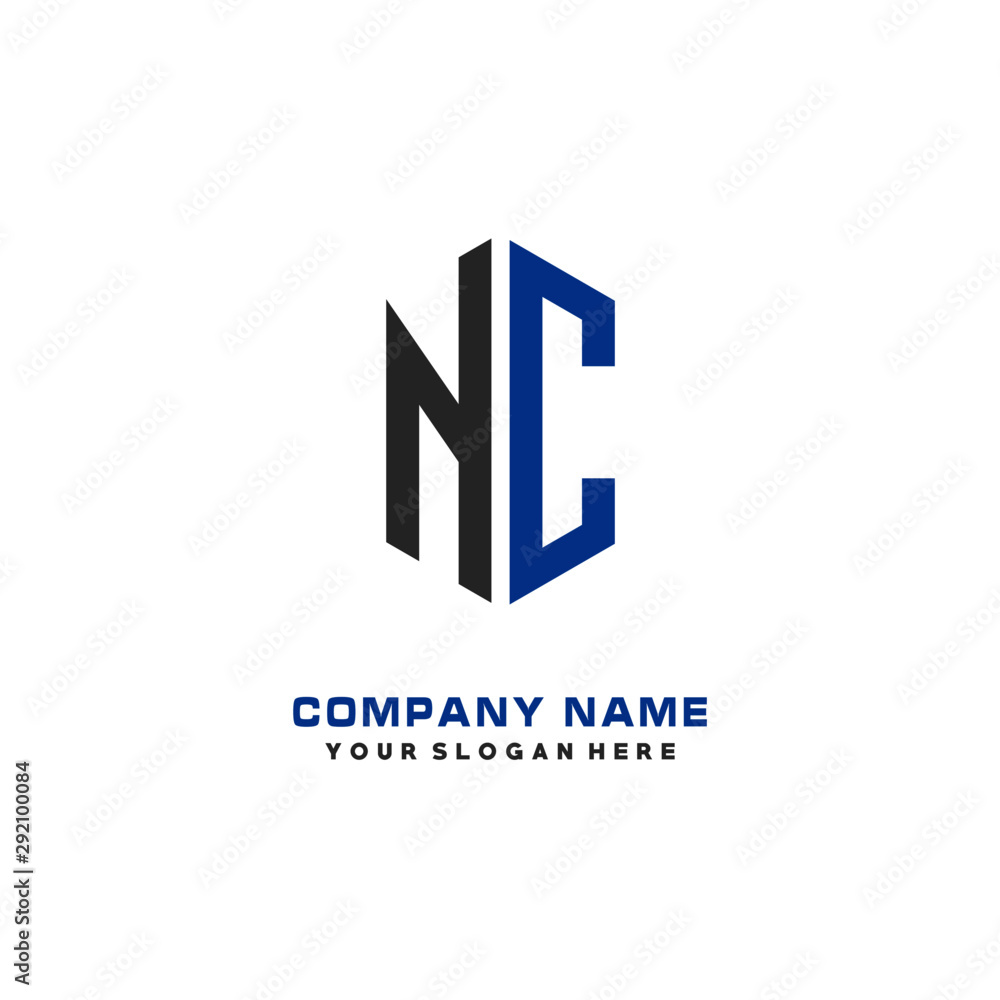 NC Initial Letter Logo Hexagonal Design, initial logo for business, NC Initial Letter Logo Hexagonal Design, initial logo for business,