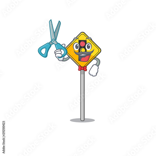 Barber traffic light ahead on the cartoon