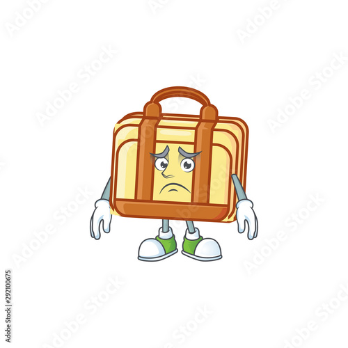 Afraid work suitcase cartoon character with mascot