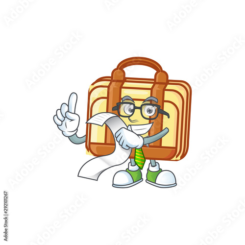 With menu work suitcase cartoon character with mascot
