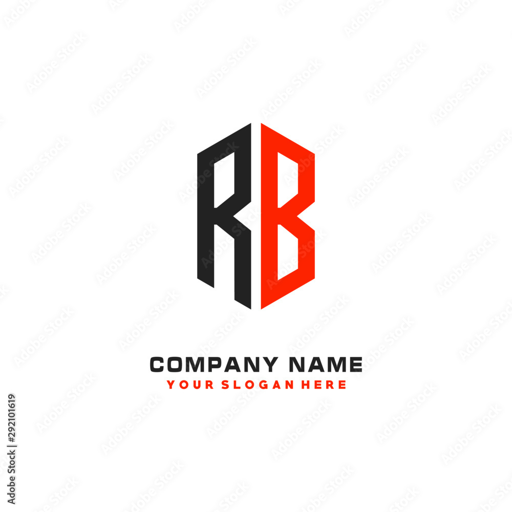 RB Initial Letter Logo Hexagonal Design, initial logo for business,