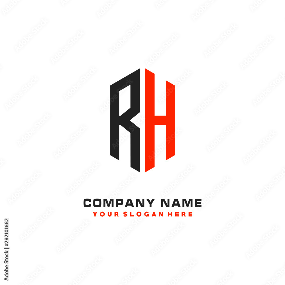 RH Initial Letter Logo Hexagonal Design, initial logo for business, RH Initial Letter Logo Hexagonal Design, initial logo for business,