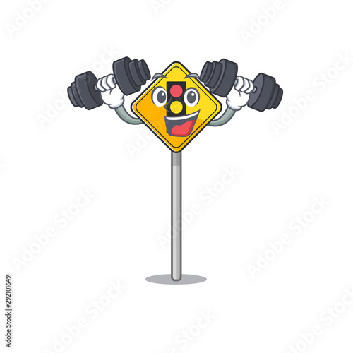 Fitness traffic light ahead on the cartoon