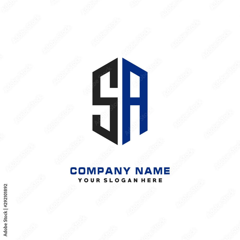 SA Initial Letter Logo Hexagonal Design, initial logo for business, SA Initial Letter Logo Hexagonal Design, initial logo for business,