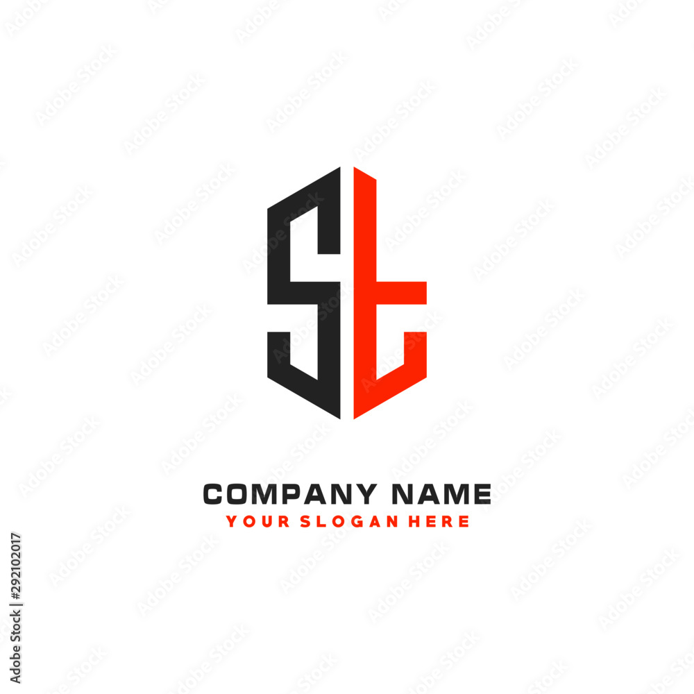 ST Initial Letter Logo Hexagonal Design, initial logo for business,