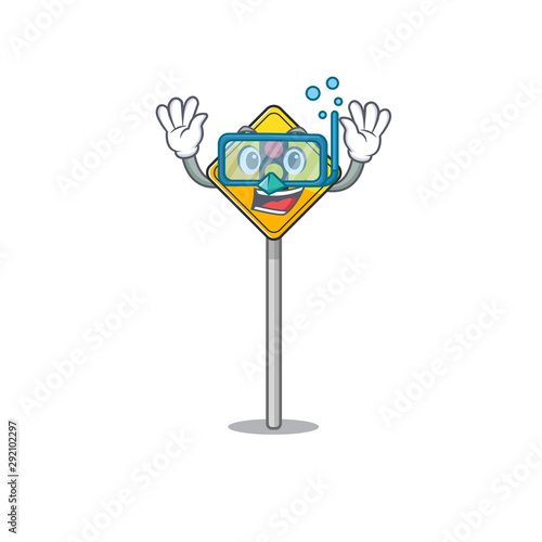 Diving traffic light ahead isolated with cartoon
