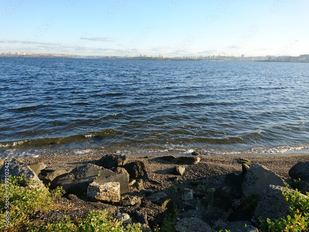 sunny day at lake Kucukcekmece in Istanbul