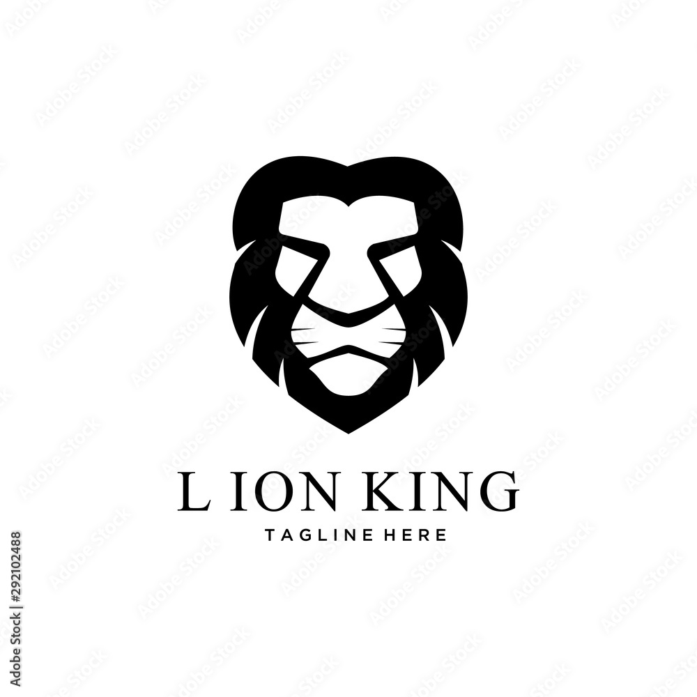 The abstract illustration of the lion's face looks wild and strong logo design