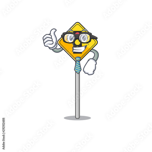 Businessman traffic light ahead isolated with cartoon
